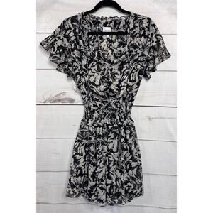 MISA Los Angeles Dress Size SM Black White Gold Ruffles Chic Flirty!
